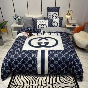 Gucci Logo Brand Bedding Set Luxury Home Decor Bedspread Bedroom