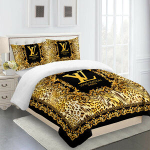 Tigger Full Louis Vuitton Logo Brand Bedding Set Bedspread Luxury Home Decor Bedroom