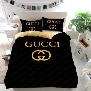 Gucci Logo Brand Bedding Set Bedspread Home Decor Luxury Bedroom