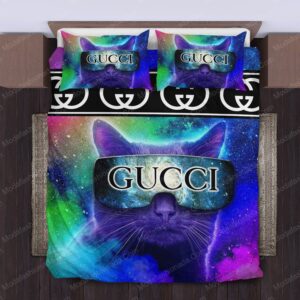 Cats Glasses Guccitype Logo Brand Bedding Set Luxury Home Decor Bedspread Bedroom