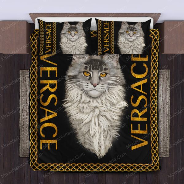 Mainecoon Versace Logo Brand Bedding Set Home Decor Luxury Bedspread Bedroom