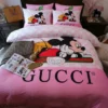 Gucci Mickey Mouse Disney Logo Brand Bedding Set Bedspread Home Decor Luxury Bedroom