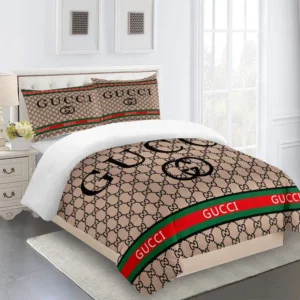 Louis Vuitton Logo Brand Bedding Set Luxury Bedspread Bedroom Home Decor