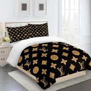 Louis Vuitton Logo Brand Bedding Set Bedspread Luxury Bedroom Home Decor