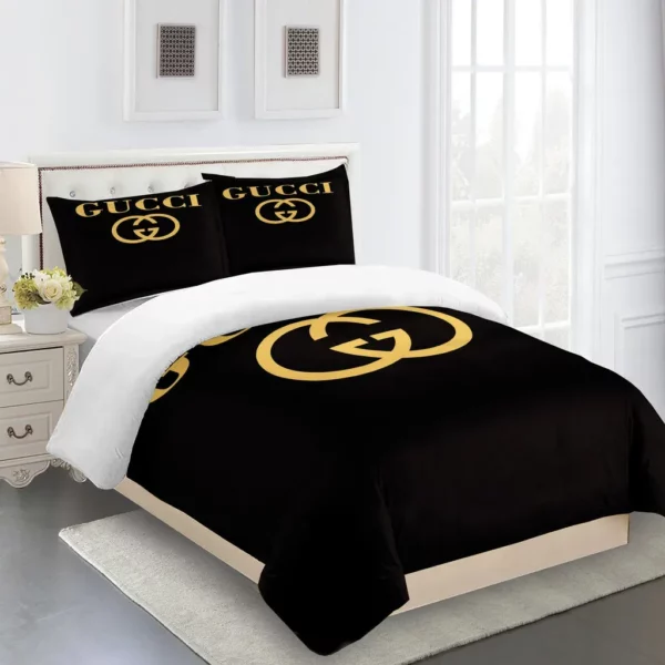 Gucci Logo Brand Bedding Set Luxury Home Decor Bedroom Bedspread