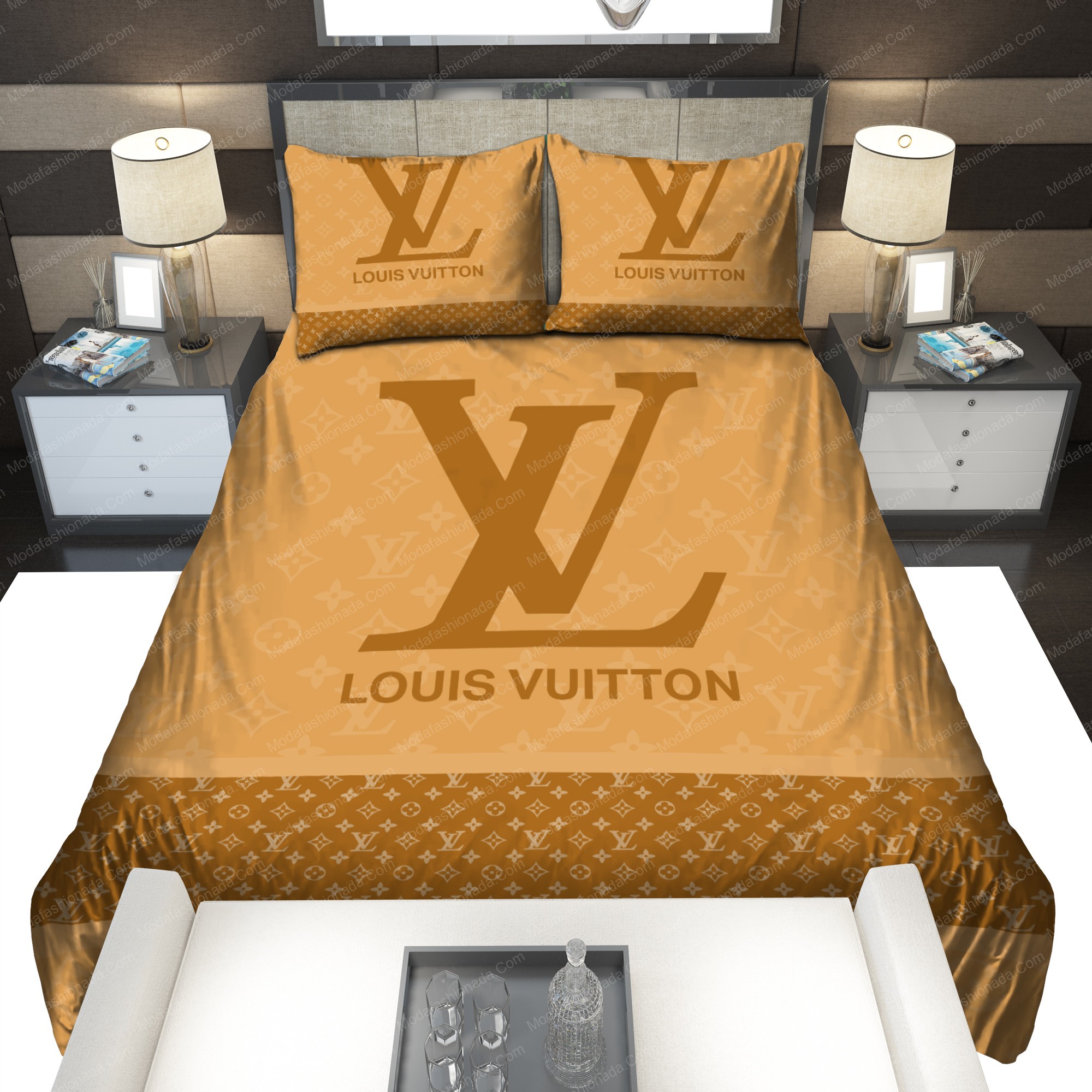 Louis Vuitton Logo Brand Bedding Set Luxury Home Decor Bedspread Bedroom