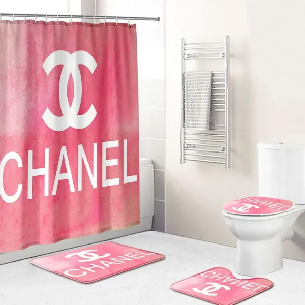 Chanel Pink And White Bathroom Set Hypebeast Bath Mat Home Decor Luxury Fashion Brand