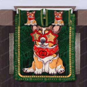 Gucci Corgi Logo Brand Bedding Set Bedroom Home Decor Bedspread Luxury