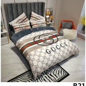 Gucci Logo Brand Bedding Set Bedspread Home Decor Bedroom Luxury