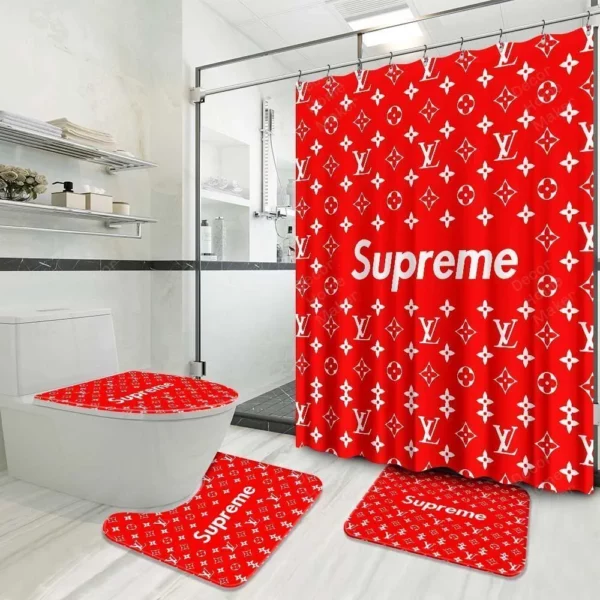 Louis Vuitton Lv Louis Vuitton Bathroom Set Bath Mat Home Decor Hypebeast Luxury Fashion Brand