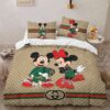 Gucci Mickey Mouse Logo Brand Bedding Set Bedspread Home Decor Luxury Bedroom