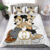 Gucci Mickey Mouse Wallpapers Logo Brand Bedding Set Home Decor Bedroom Luxury Bedspread