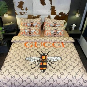 Gucci Logo Brand Bedding Set Luxury Home Decor Bedroom Bedspread