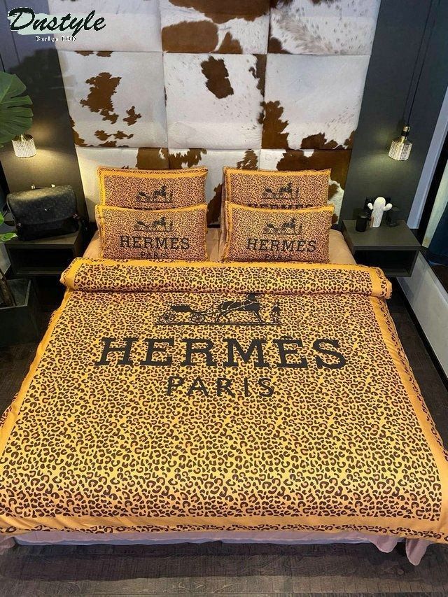 Hermes Paris Logo Brand Bedding Set Home Decor Bedroom Bedspread Luxury