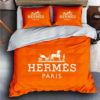 Hermes Paris Logo Brand Bedding Set Luxury Bedroom Bedspread Home Decor