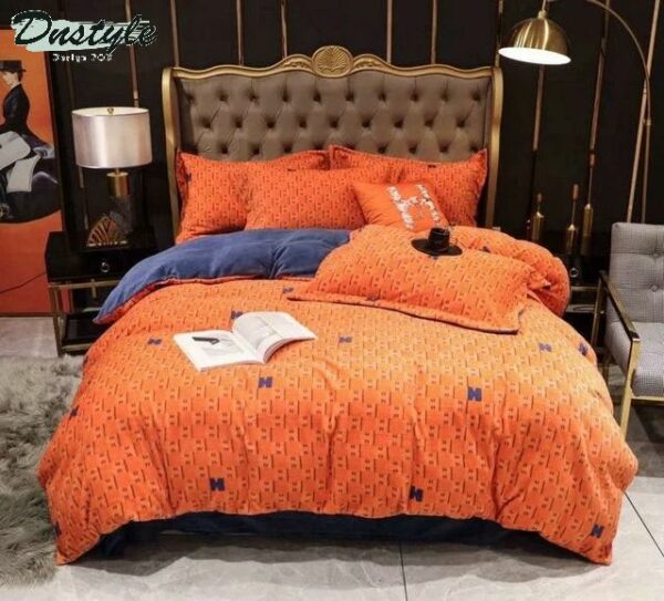 Hermes Paris Logo Brand Bedding Set Bedroom Luxury Home Decor Bedspread