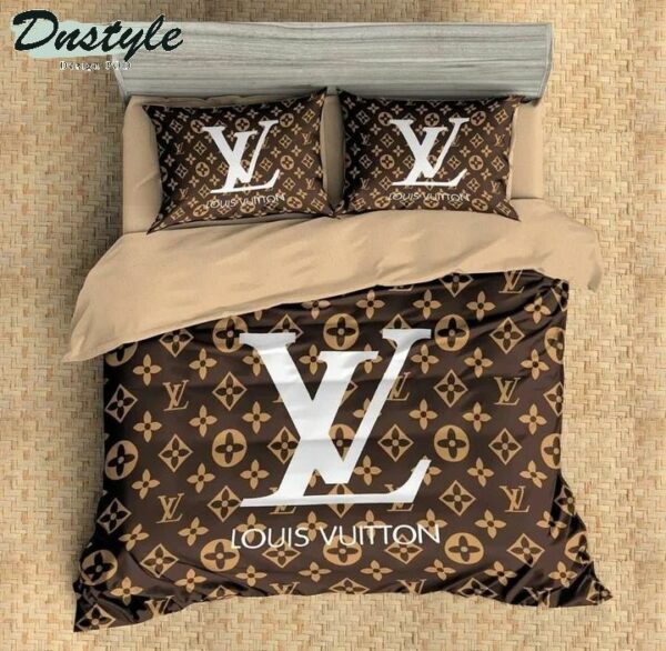 Louis Vuitton Logo Brand Bedding Set Luxury Bedspread Home Decor Bedroom