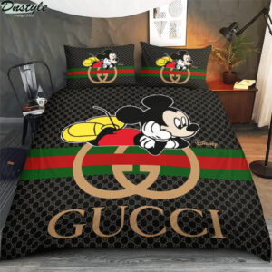 Mickey Disney Gucci Logo Brand Bedding Set Home Decor Luxury Bedspread Bedroom