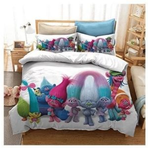 Trolls Poppy Logo Brand Bedding Set Bedspread Bedroom Luxury Home Decor