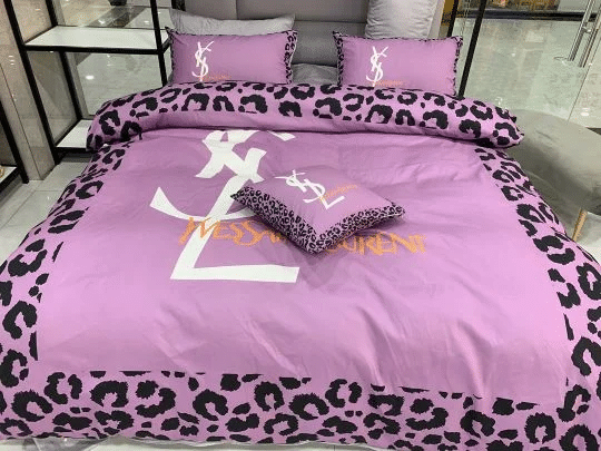 Yves Saint Laurent Logo Brand Bedding Set Home Decor Bedspread Bedroom Luxury