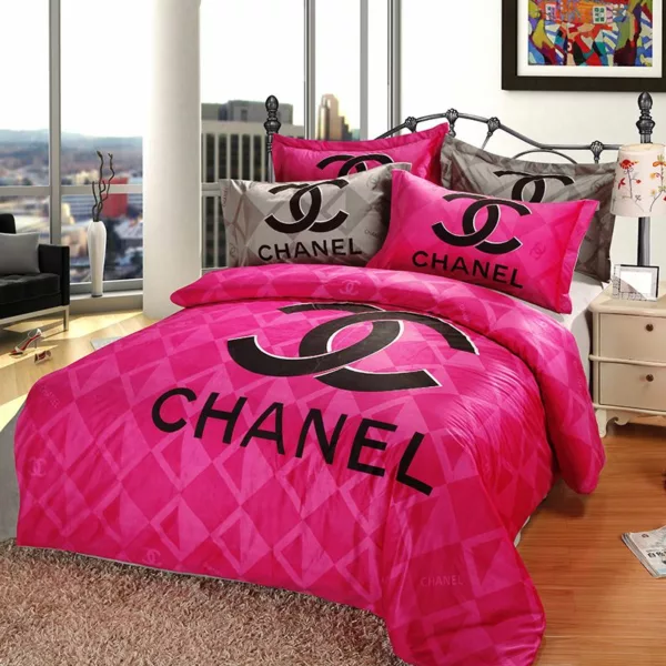 Chanel Pinky Logo Brand Bedding Set Luxury Bedroom Home Decor Bedspread