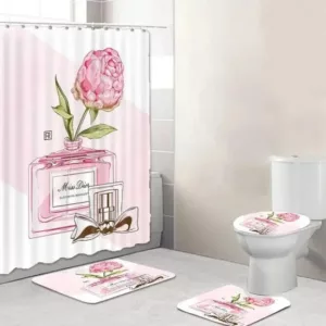 Chanel Parfum Pinky Rose Bathroom Set Bath Mat Hypebeast Luxury Fashion Brand Home Decor