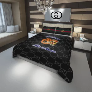 Gucci Tiger Logo Brand Bedding Set Luxury Bedspread Bedroom Home Decor