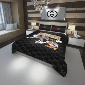 Gucci Tom And Jerrry Logo Brand Bedding Set Home Decor Bedroom Luxury Bedspread