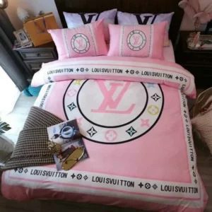 Louis Vuitton Logo Brand Bedding Set Bedspread Home Decor Bedroom Luxury