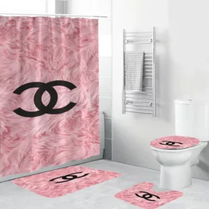 Coco Chanel Blackin Pink Feather Bathroom Set Bath Mat Hypebeast Home Decor Luxury Fashion Brand