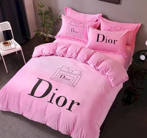 Dior Pinky Logo Brand Bedding Set Bedspread Bedroom Luxury Home Decor