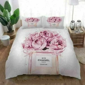 Chanel Flowers Logo Brand Bedding Set Bedroom Luxury Home Decor Bedspread