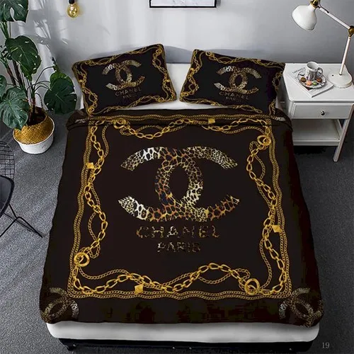 Chanel Paris Logo Brand Bedding Set Bedroom Home Decor Bedspread Luxury