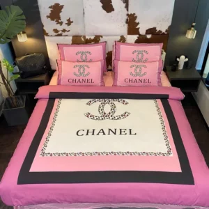 Chanel Pinky Logo Brand Bedding Set Luxury Bedspread Bedroom Home Decor