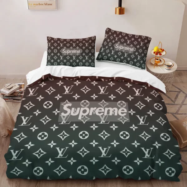 Louis Vuitton Louis Vuitton Logo Brand Bedding Set Bedspread Home Decor Bedroom Luxury