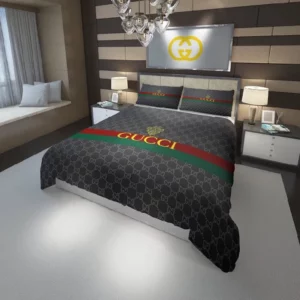 Gucci Logo Brand Bedding Set Bedspread Luxury Home Decor Bedroom