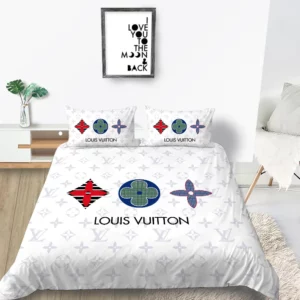 Louis Vuitton Logo Brand Bedding Set Bedroom Home Decor Luxury Bedspread