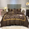 Louis Vuitton Logo Brand Bedding Set Bedroom Home Decor Luxury Bedspread