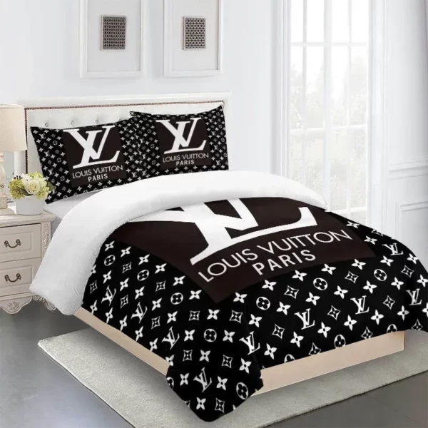 Louis Vuitton Logo Brand Bedding Set Home Decor Bedspread Luxury Bedroom