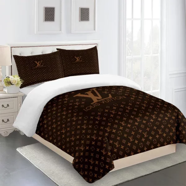 Louis Vuitton Logo Brand Bedding Set Home Decor Bedroom Bedspread Luxury