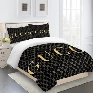 Gucci Logo Brand Bedding Set Bedspread Home Decor Luxury Bedroom