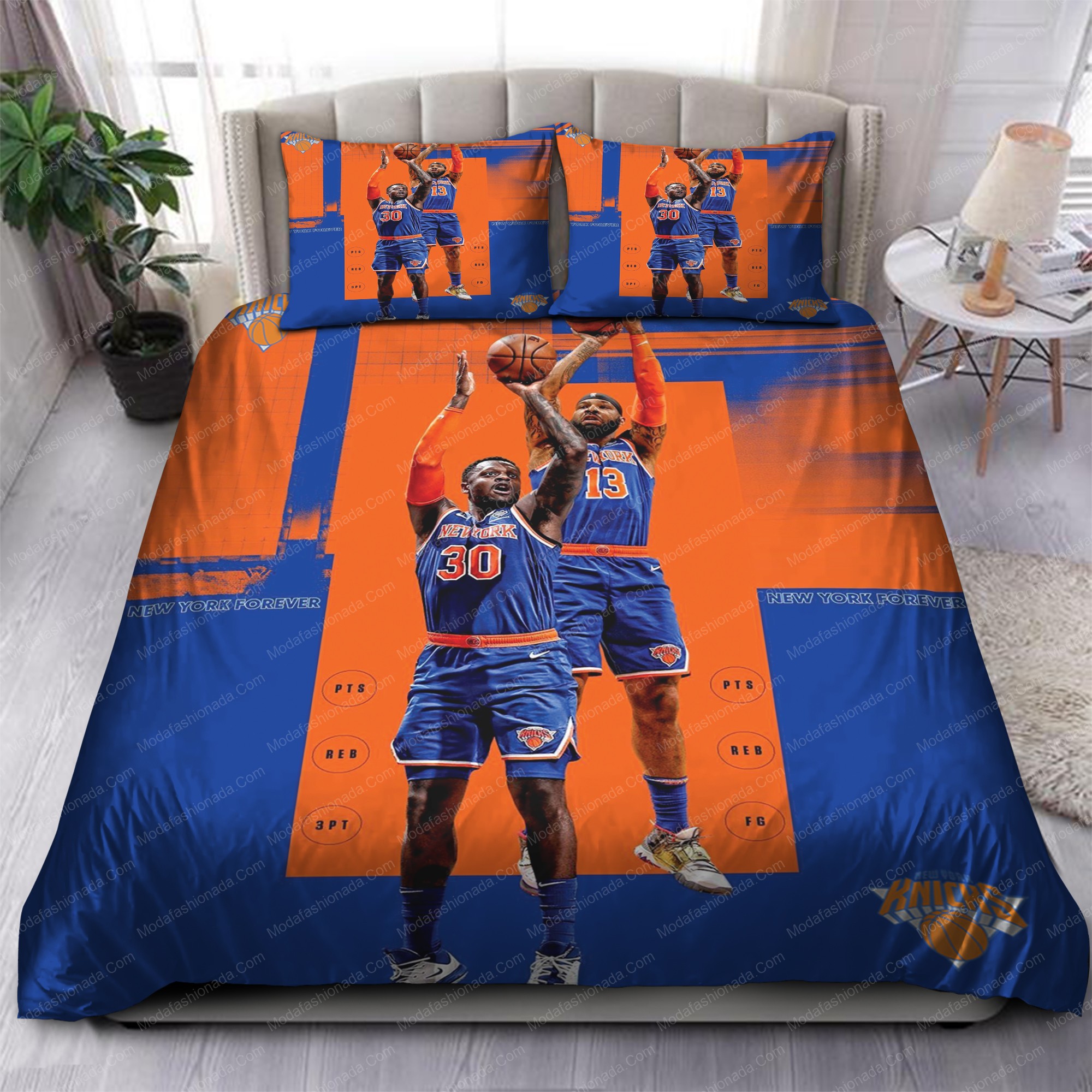 Julius Randle And Marcus Morris Sr New York Knicks Nba 172 Logo Type 1068 Bedding Sets Sporty Bedroom Home Decor