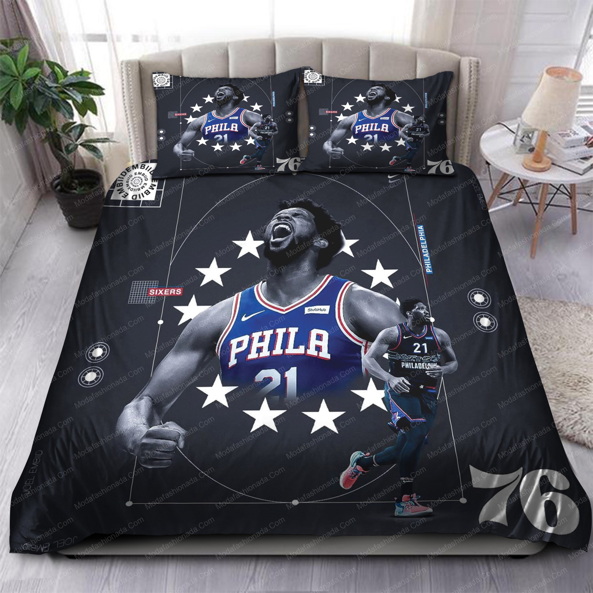 Joel Embiid Philadelphia 76Ers Nba 104 Logo Type 1132 Bedding Sets Sporty Bedroom Home Decor