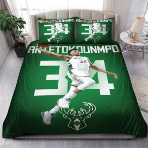 Giannis Antetokounmpo Milwaukee Bucks Nba 15 Logo Type 1222 Bedding Sets Sporty Bedroom Home Decor