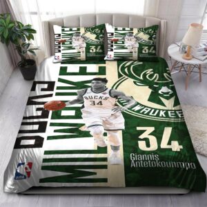 Giannis Antetokounmpo Milwaukee Bucks Nba 16 Logo Type 1224 Bedding Sets Sporty Bedroom Home Decor
