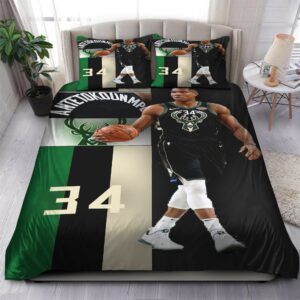 Giannis Antetokounmpo Milwaukee Bucks Nba 13 Logo Type 1231 Bedding Sets Sporty Bedroom Home Decor