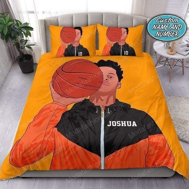 Basketball Black Boy Personalized Custom Name And Number Sport 1 Logo Type 1277 Bedding Sets Sporty Bedroom Home Decor