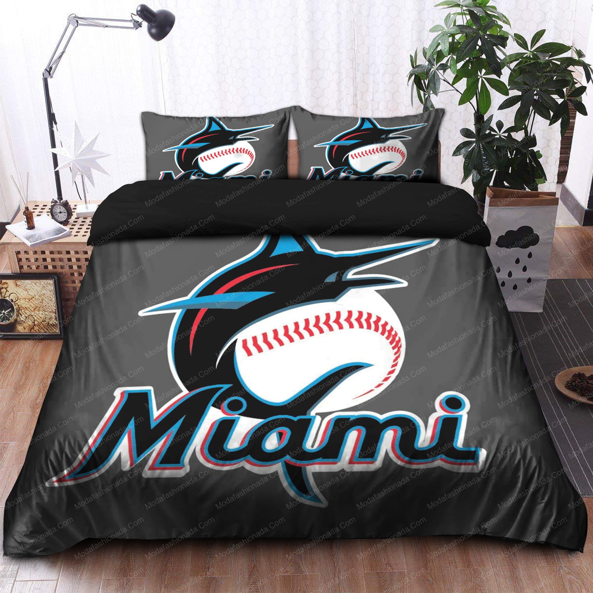 Miami Marlins Mlb 115 Logo Type 1355 Bedding Sets Sporty Bedroom Home Decor