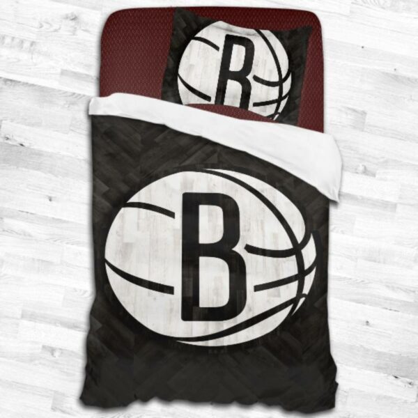 Nba Brooklyn Nets Logo Type 2024 Bedding Sets Sporty Bedroom Home Decor