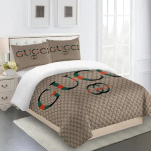 Gucci Logo Brand Bedding Set Bedspread Home Decor Bedroom Luxury